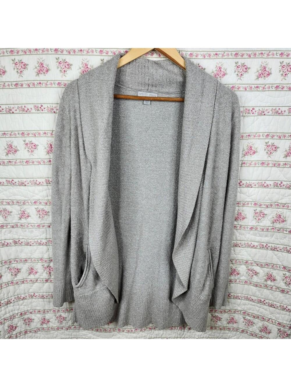 Barefoot Dreams CozyChic Lite Gray Open Front Cardigan Sweater XS/S